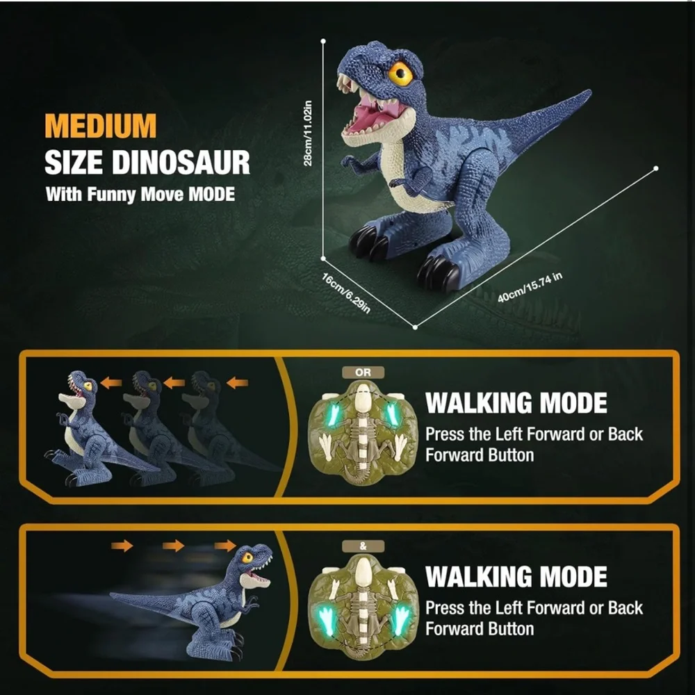 NWT RC Tyrannosaurus rex Dino Toy W/ Lights,‎ Music, Auto-Demo & Spray Function